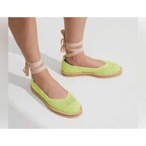 Rothys The Espadrille Limeade Lace-Up Flats US 8.5 EU 38.5
